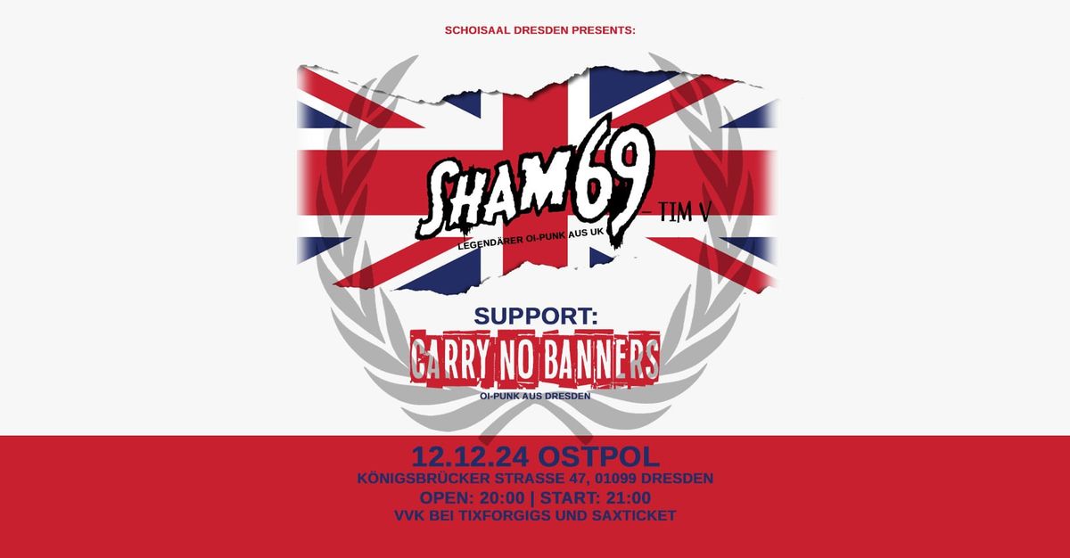 SHAM 69 - Tim V + Special Guest: Carry No Banners