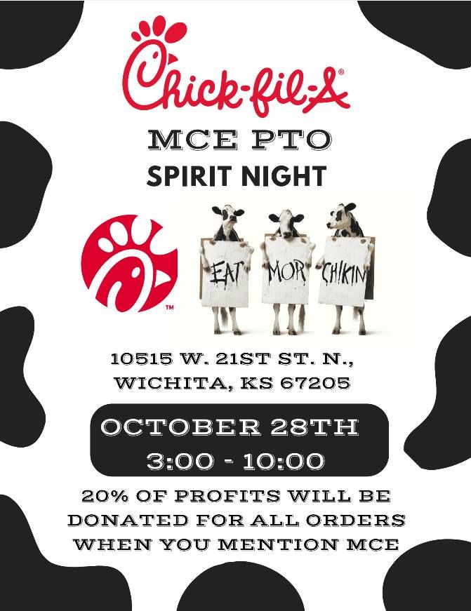 Chick-fil-A Spirit Night (for Maize Central Elementary) 