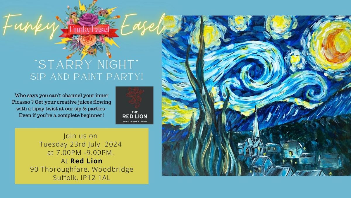 The Funky Easel Sip & Paint Party  At The Red Lion,  Woodbridge, Suffolk
