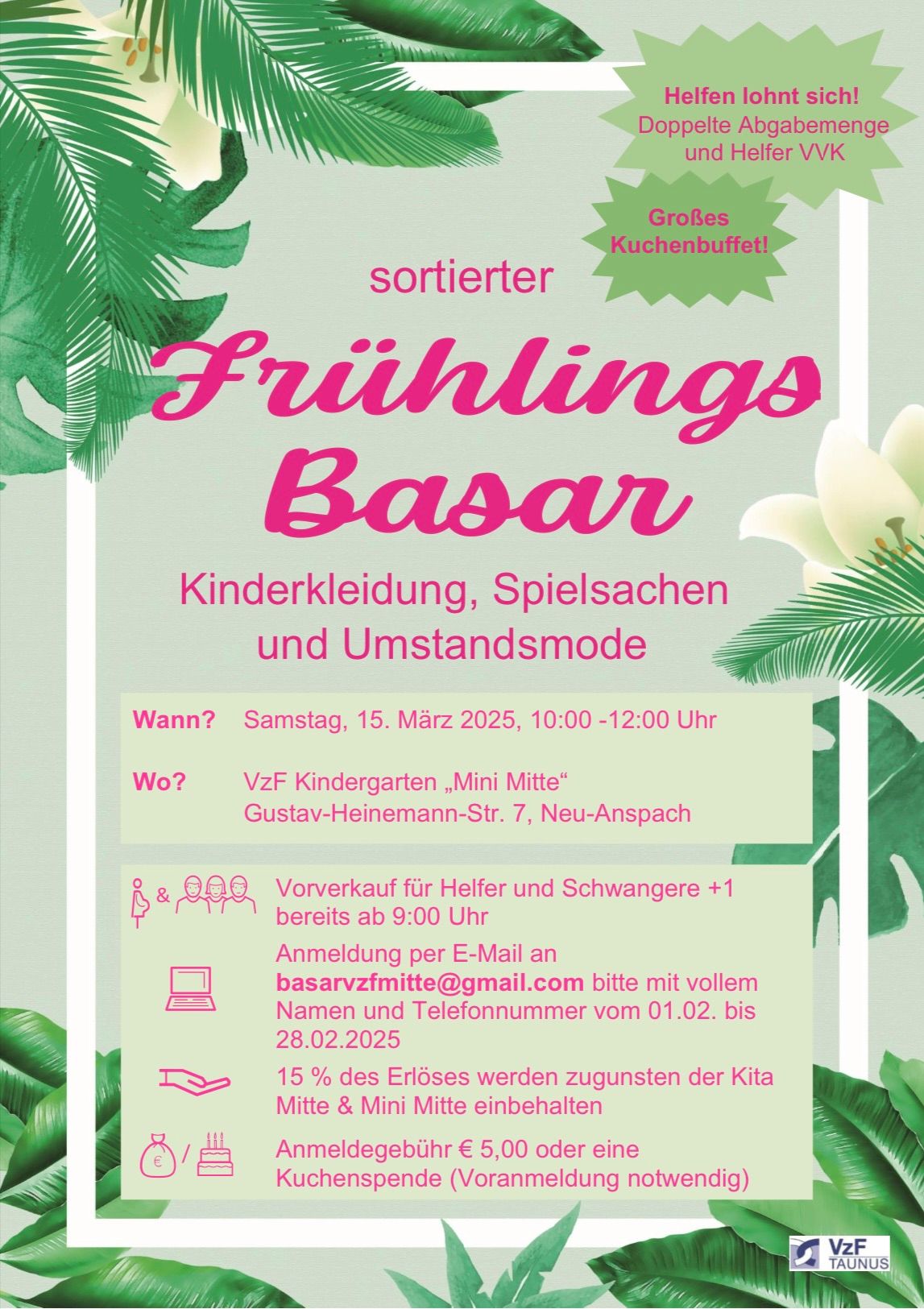 Sortierter Fr\u00fchlingsbasar - Vzf Kindergarten Mitte\/ Mini Mitte, Neu-Anspach