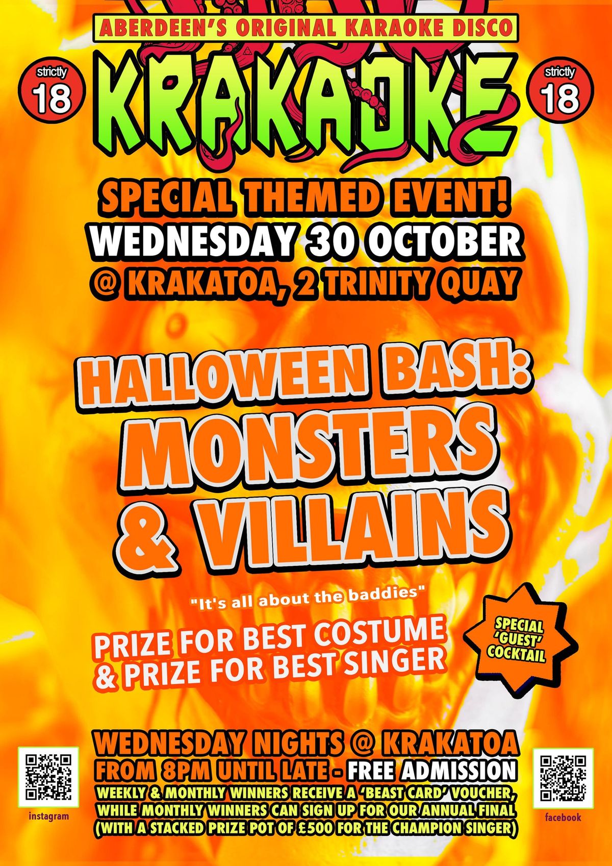 Krakaoke Karaoke Special Themed Event: HALLOWEEN BASH - MONSTERS AND VILLAINS