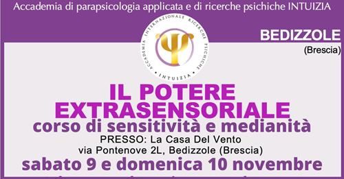 Il potere extrasensoriale \u2013 corso di sensitivit\u00e0 e medianit\u00e0 - 9-10 novembre - Bedizzole (Bs)