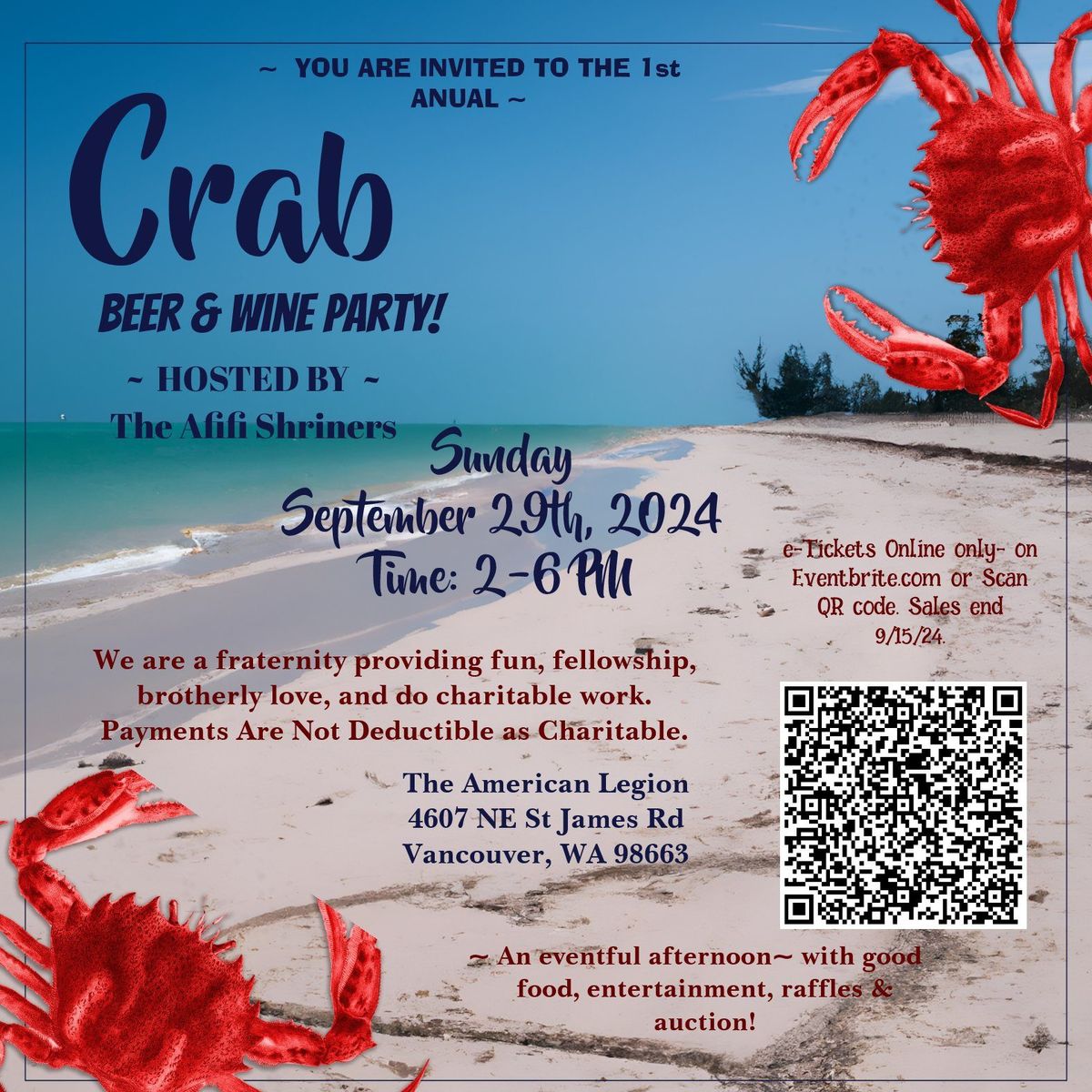 Afifi Shriners 1st annual crab, beer & wine party