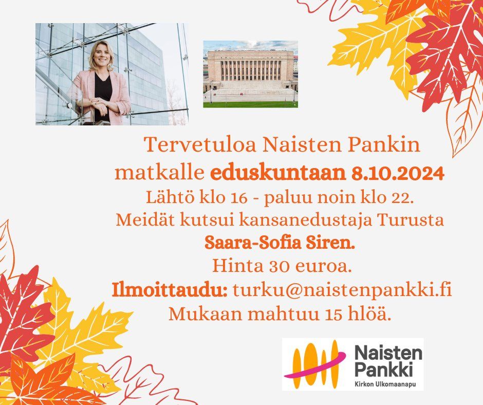 Naisten Pankin matka eduskuntaan Turusta. T\u00c4YNN\u00c4!