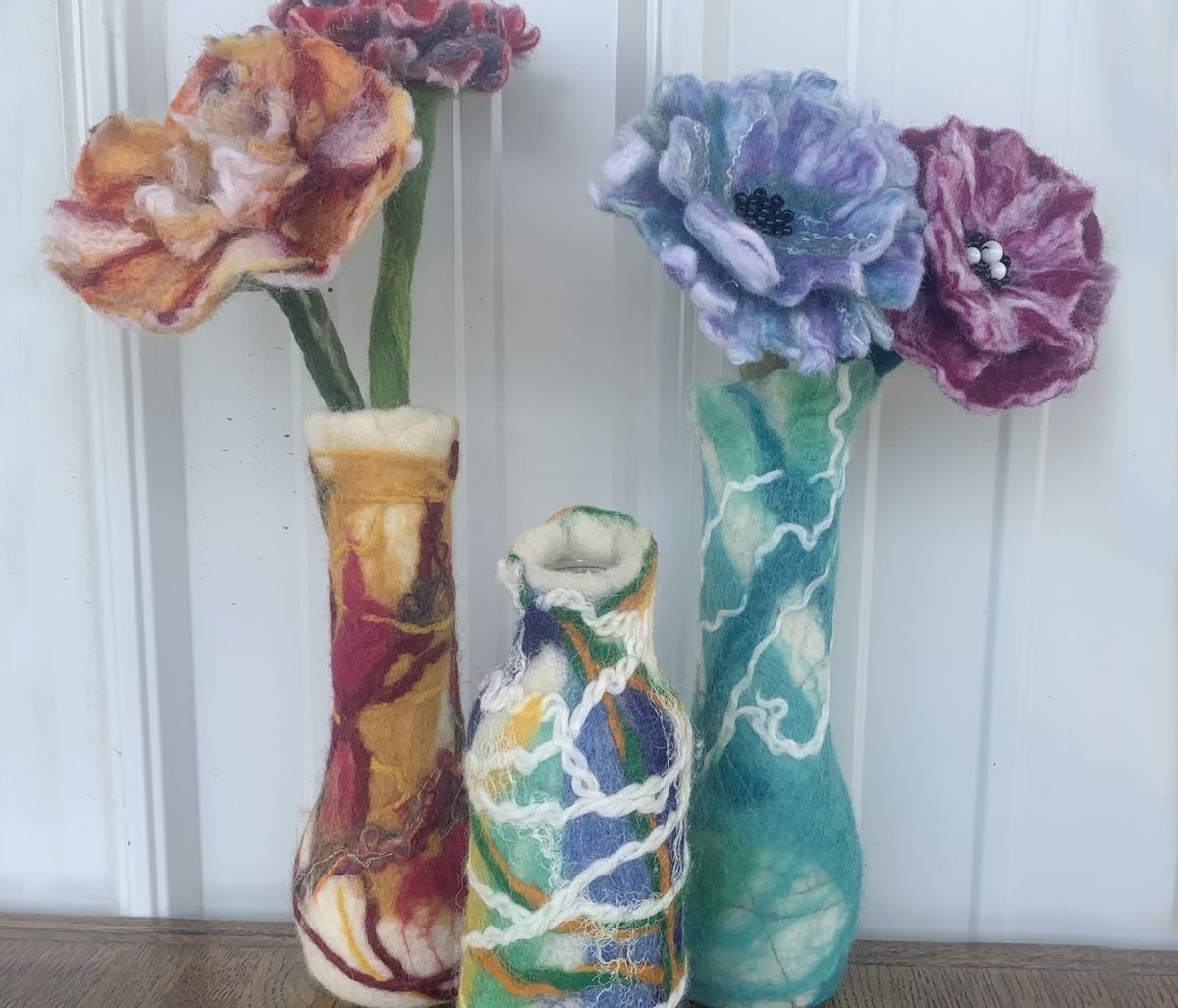 Felting at the Farm: Wet Felted Vase and Flowers