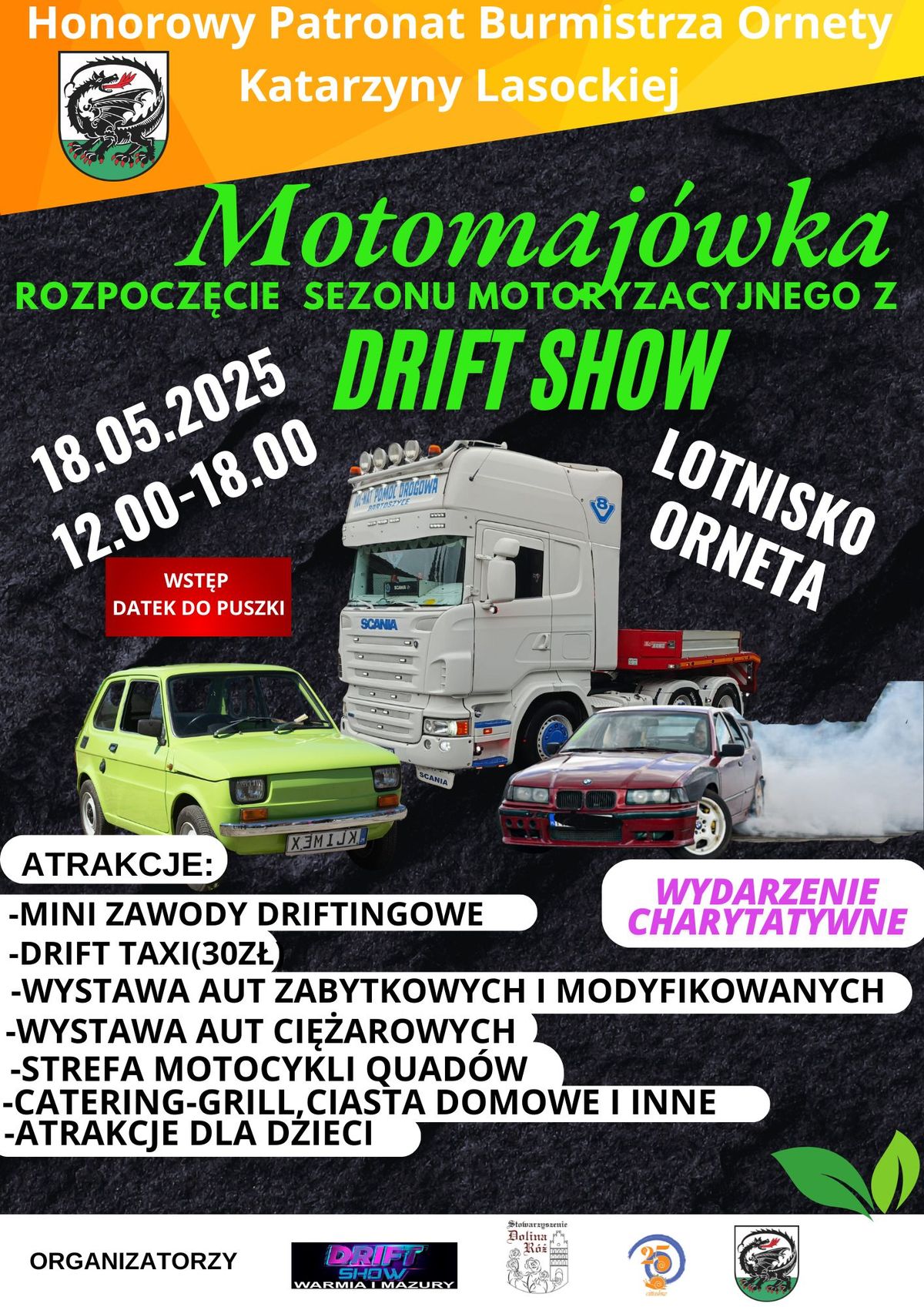 Auto Motomaj\u00f3wka z Drift Show-jedziemy dla podopiecznych Warsztat\u00f3w Terapii Zaj\u0119ciowej w Ornecie