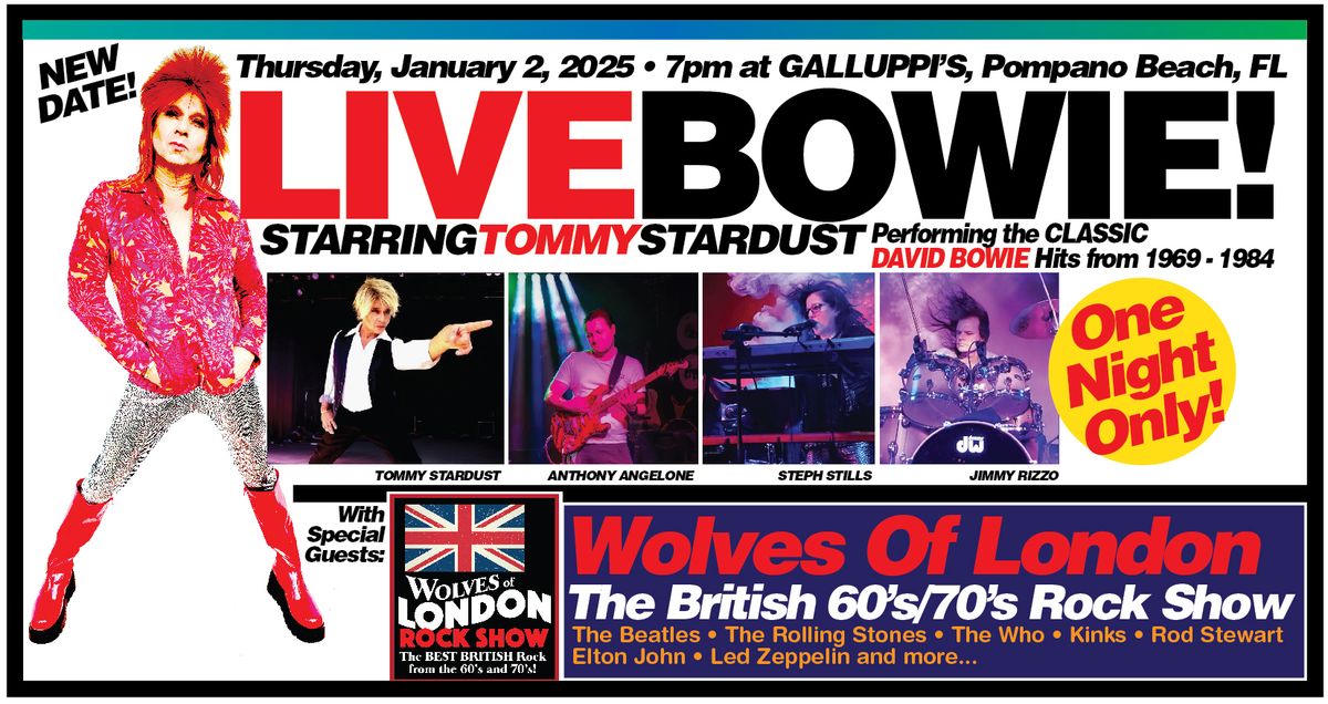 Live Bowie w\/The Wolves of London debut at Galuppi's Thur. Jan 2nd