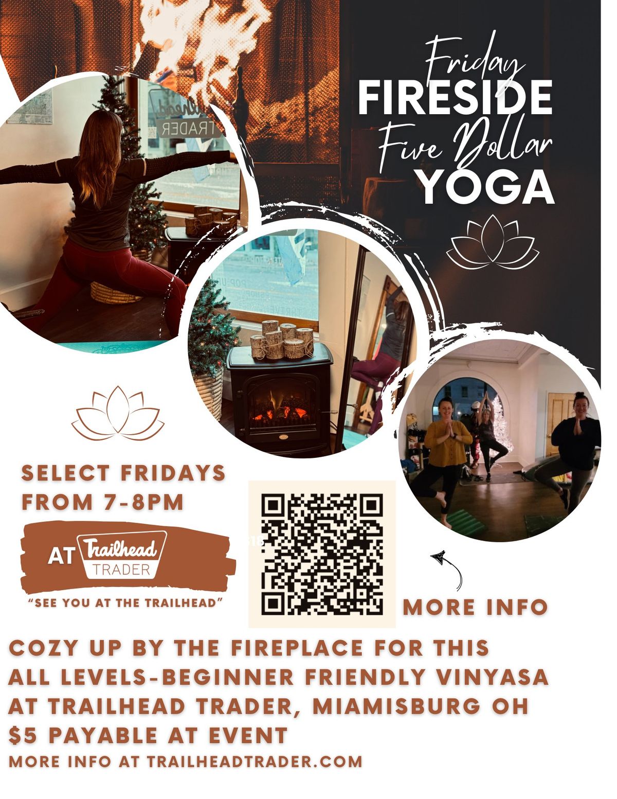 Friday, Fireside, Five Dollar YOGA