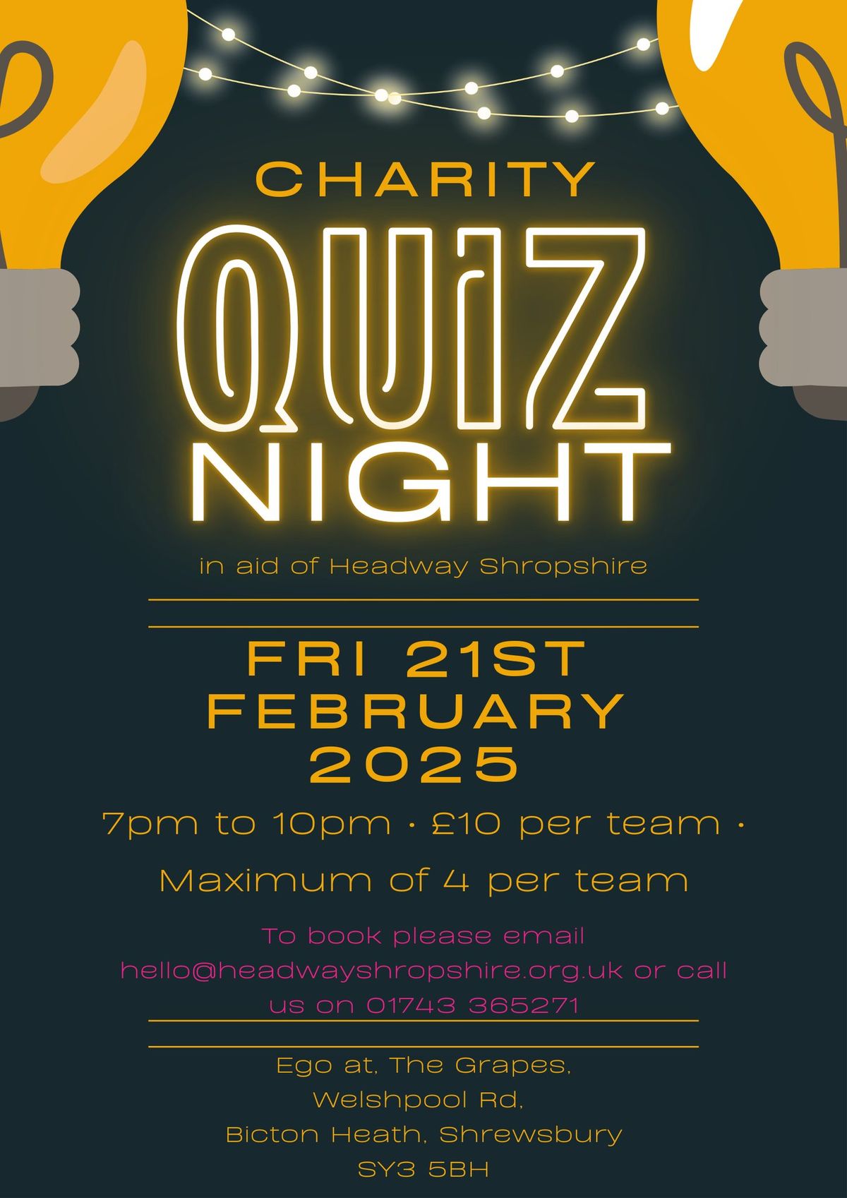 \ud83c\udf89 Charity Quiz Night at Ego at the Grapes! \ud83c\udf77