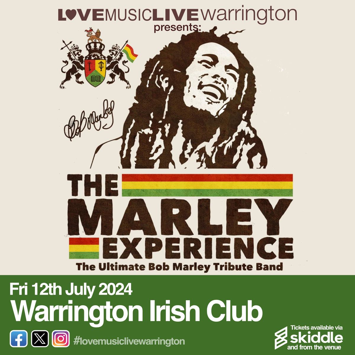 The Marley Experience (Tribute) - Warrington Irish Club -Fri 12th July