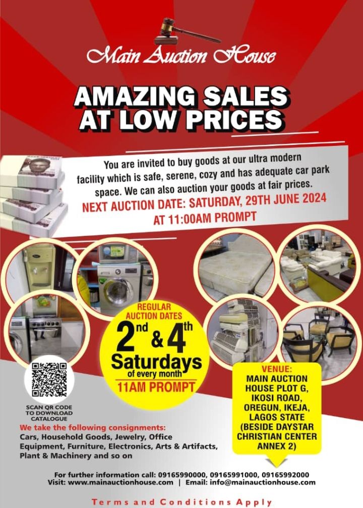 AUCTION OF HOUSEHOLD GOODS, FURNITURE, ELECTRONICS, FRIDGES, CHILLERS AND SO ON