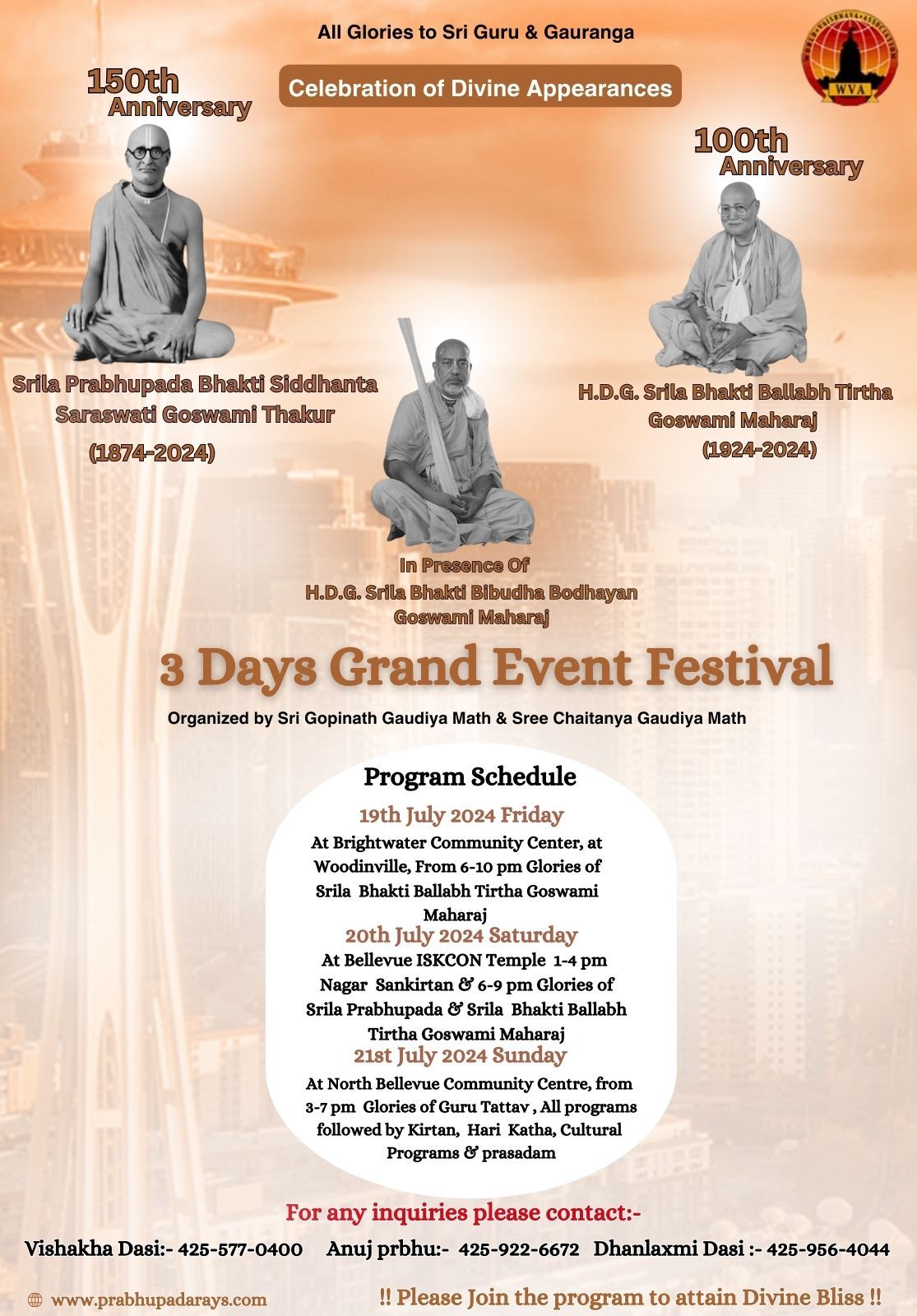 150th Appearance Anniversary of H.D.G Bhakti Siddhant Saraswati Thakur Prabhupad ji 