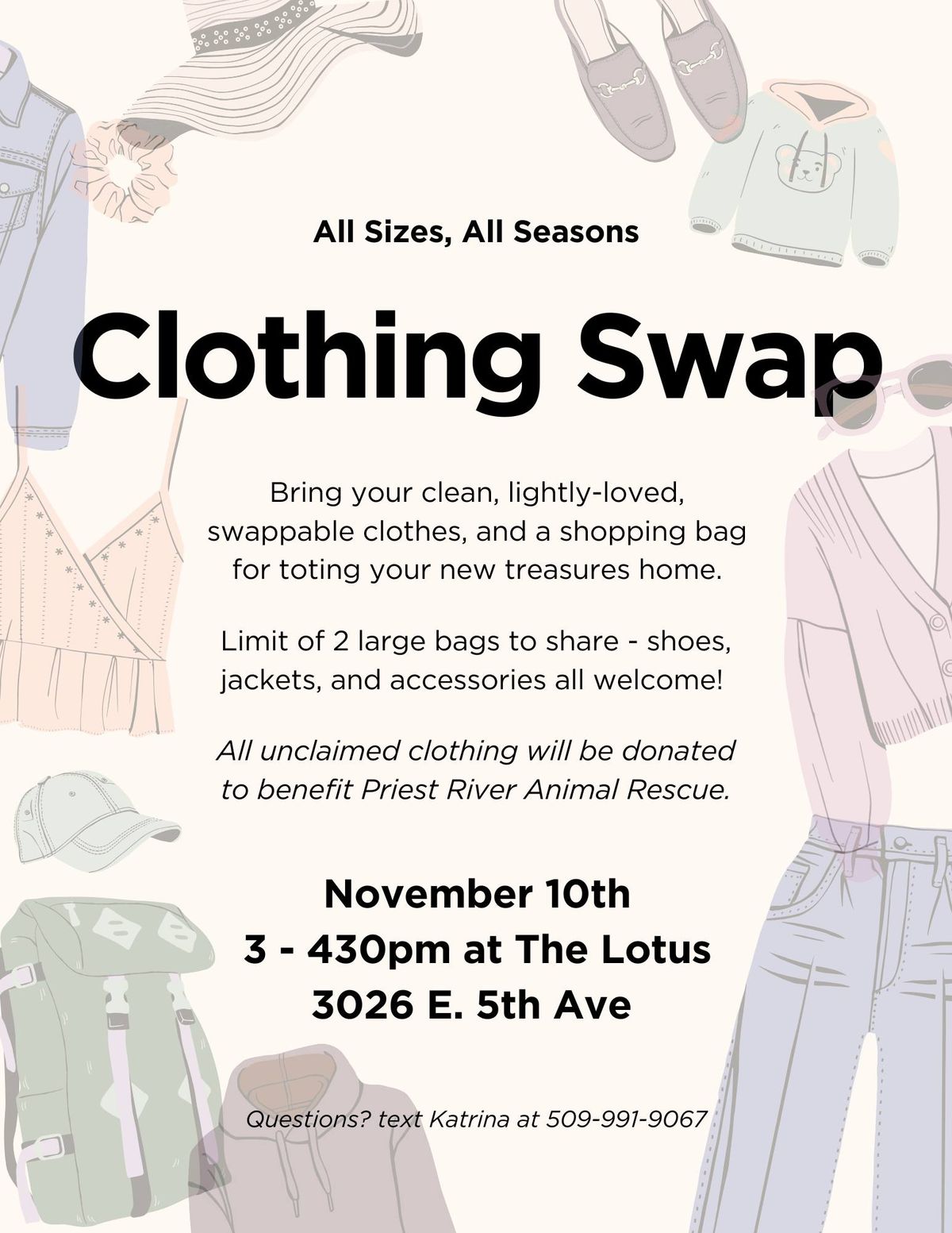 Clothing Swap - Autumn 2024 at The Lotus Spokane