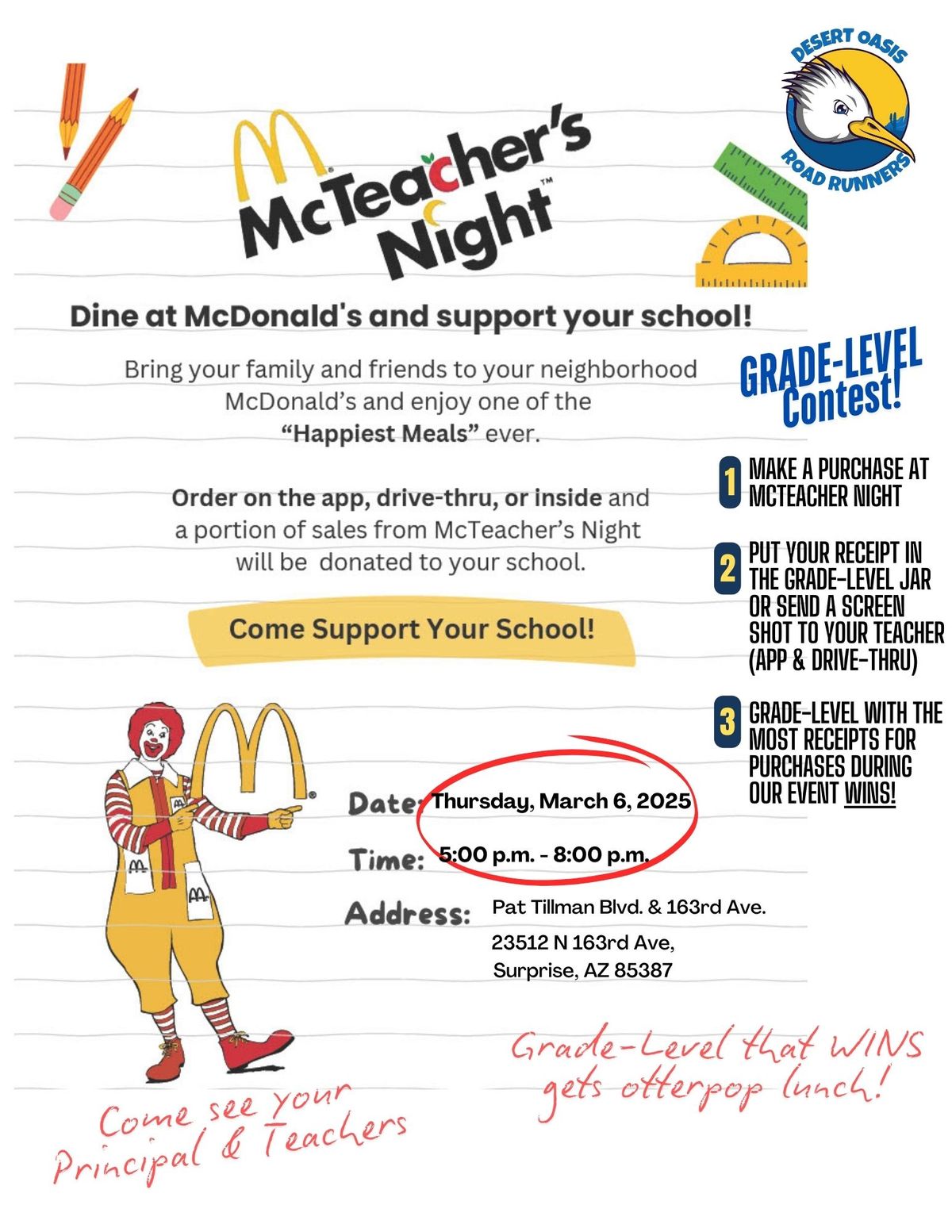 Desert Oasis McTeacher Night 