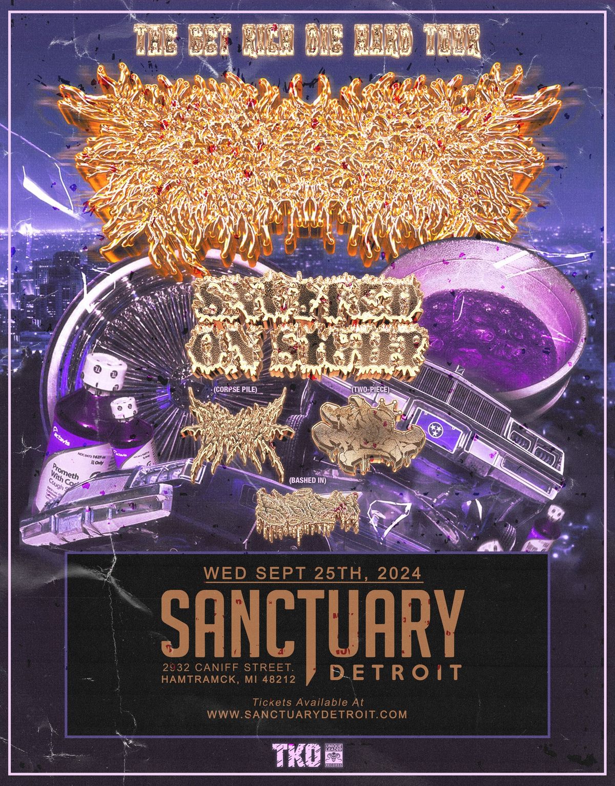 PeelingFlesh, Snuffed On Sight, Corpse Pile, Two Piece, Bashed In at The Sanctuary 9\/25