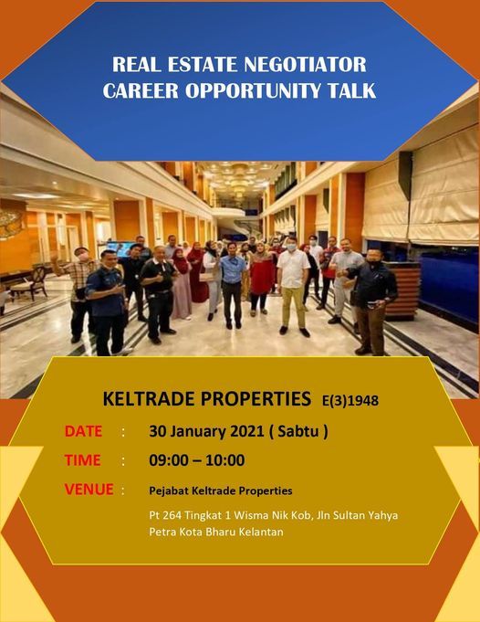 Real Estate Negotiator Career Opportunity Talk Bank Muamalat Malaysia Berhad Jln Sultan Yahya Petra Kota Bharu Kelantan Kuala Terengganu 30 January 2021