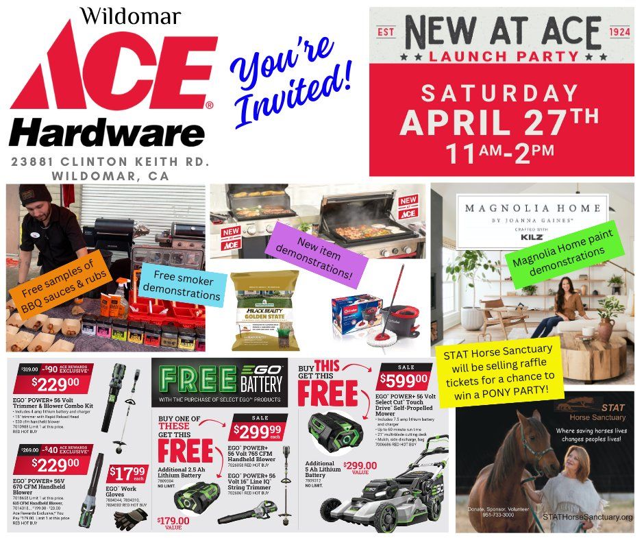 Wildomar ACE Hardware: New at ACE party!