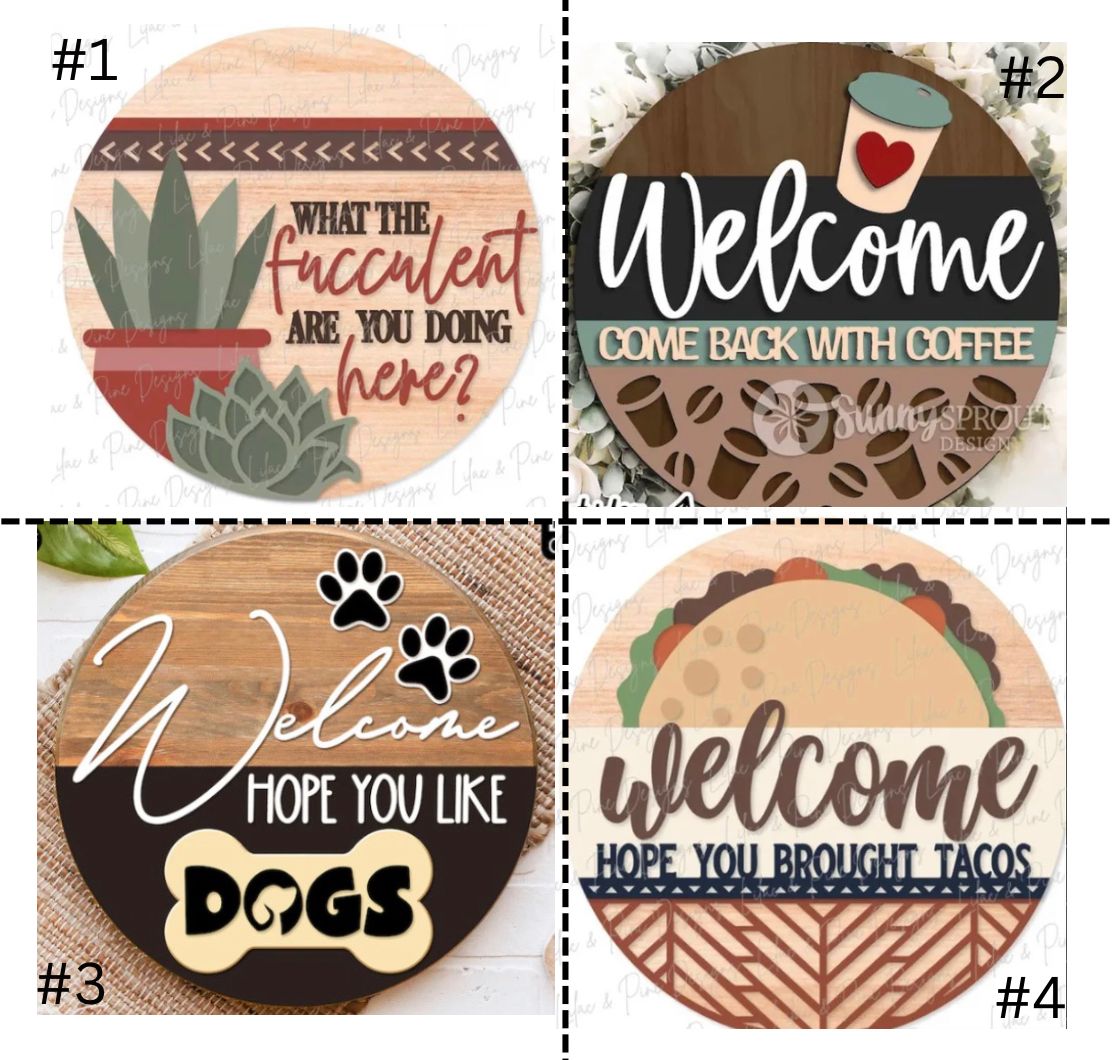 Multi-Layered Wood Welcome Sign with Krista & Kelsie