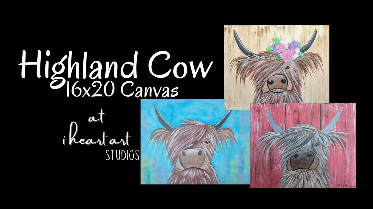 Highland Cow on 16x20 Canvas