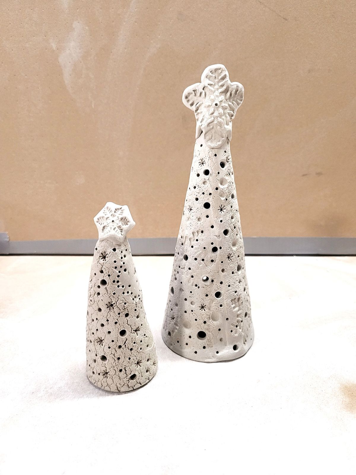 Ceramic Christmas Tree Twinkling Lantern Duo with Fermie Studios