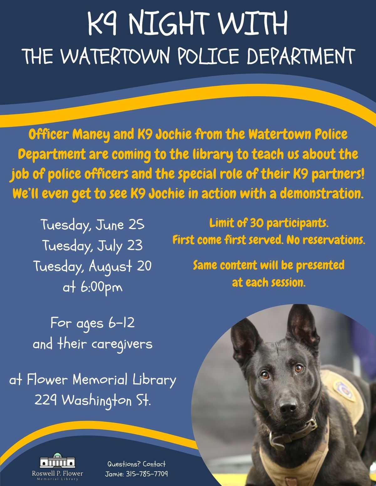 Ages 6-12 K9 Night with the Watertown Police Department