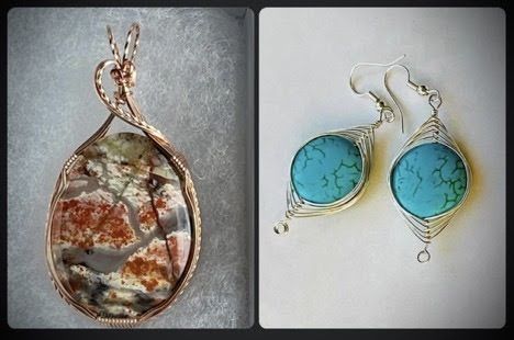 Wire Wrapped Earrings and Pendant with Trinh