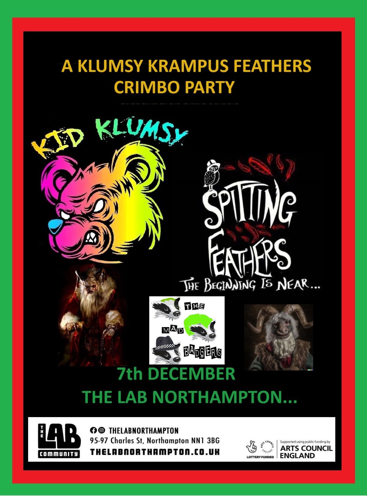 Kid Klumsy + Spitting Feathers + The Mad Badgers 