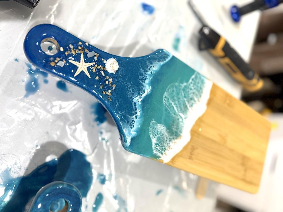 Ocean-Inspired Charcuterie Board with Resin - Sun, April 12th, 2026 ...