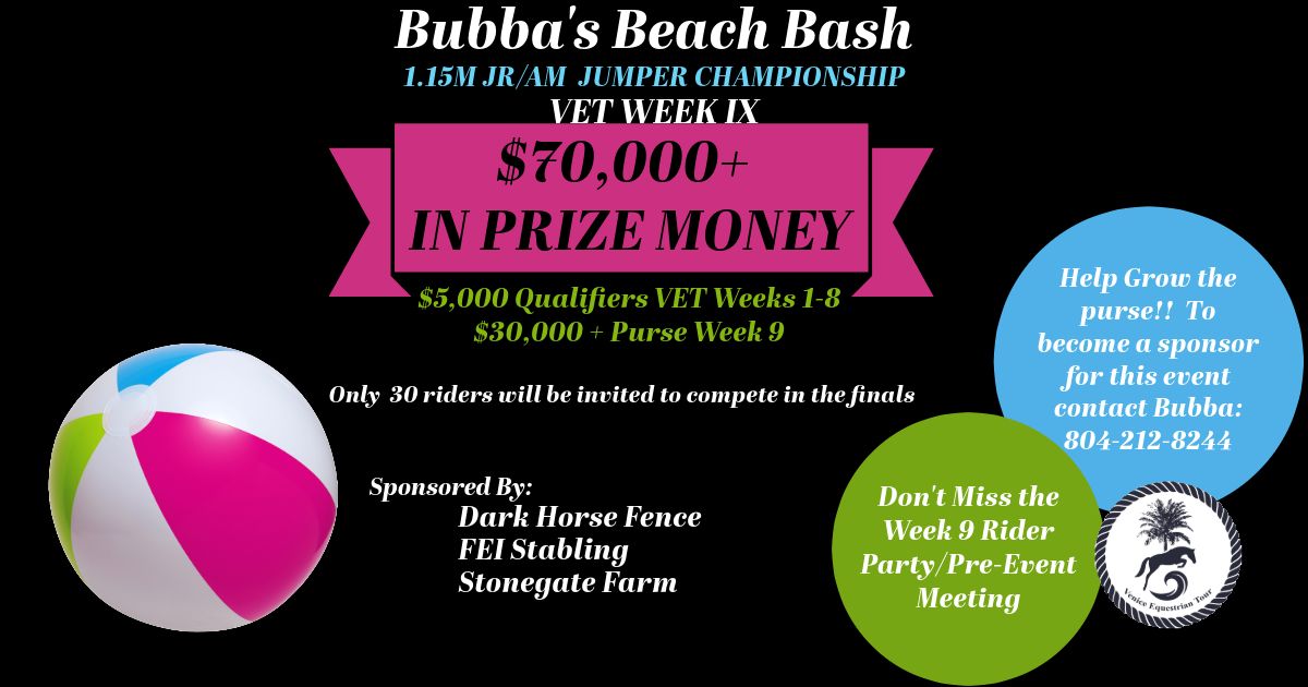 Bubba's Beach Bash -$30,000+ 1.15M JR\/AM Jumper Classic