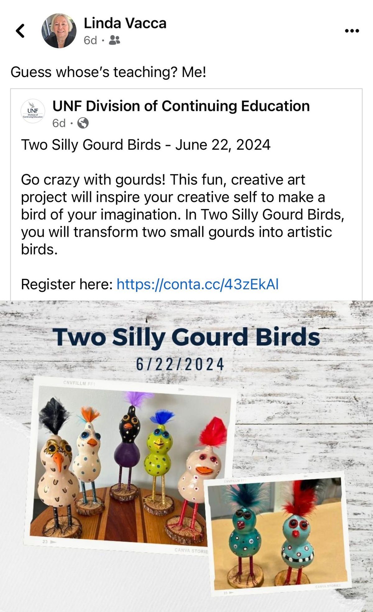 UNF Continuing Education-silly gourd birds!