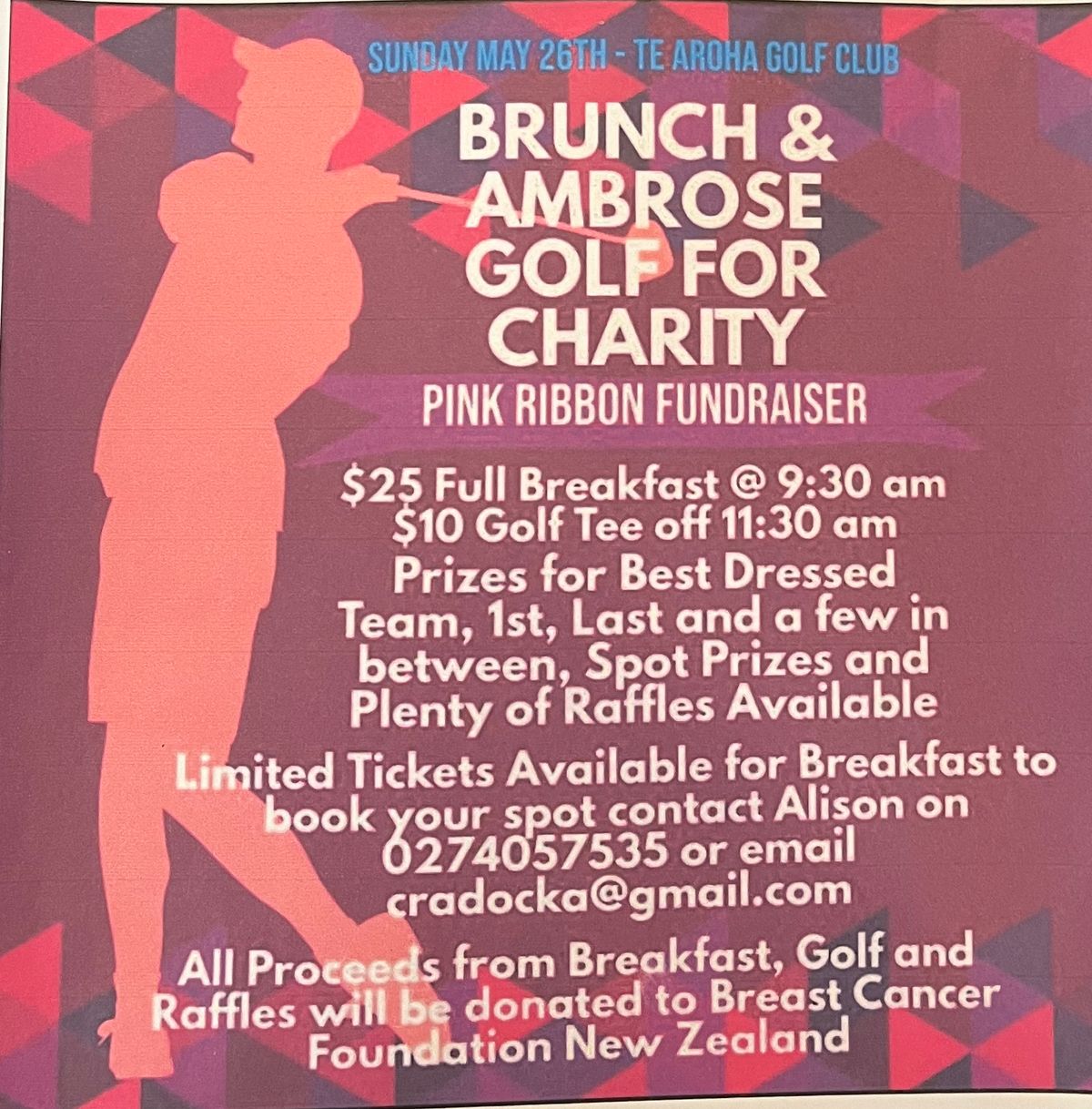 Brunch&Ambrose golf for charity Pink Ribbon Fundraiser