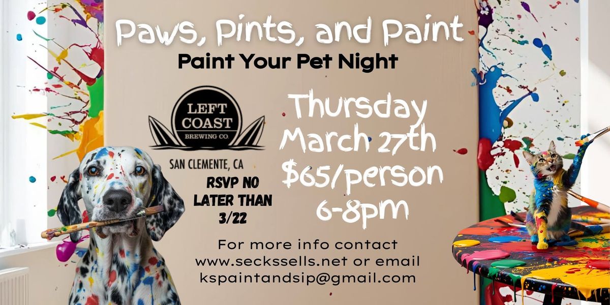 Paws, Pints, and Paint: PAINT YOUR PET NIGHT at Left Coast Brewing in San Clemente 