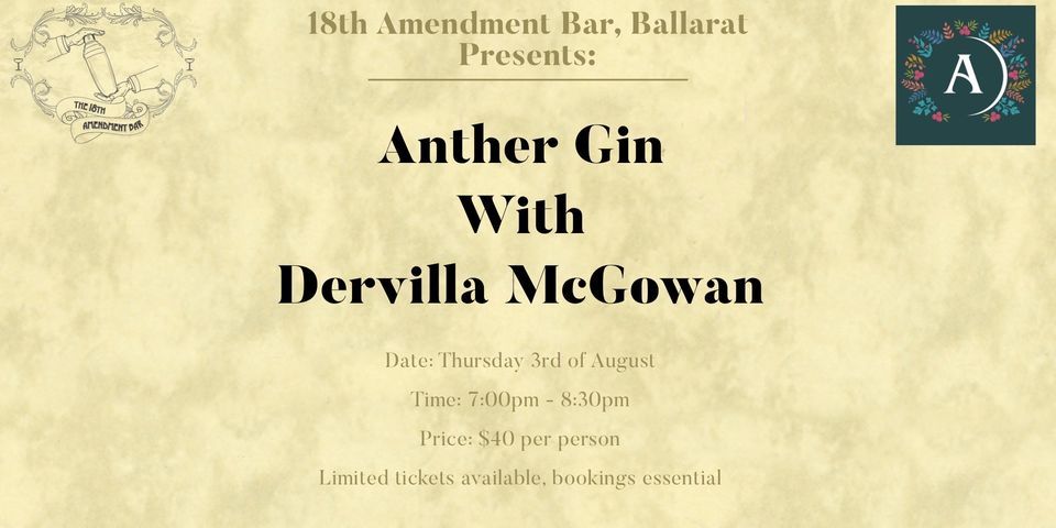 18th Amendment Bar Ballarat Presents: Anther Gin