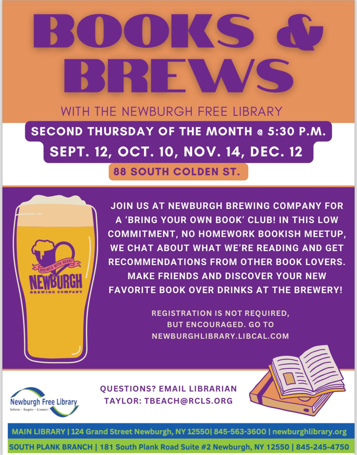 Books & Brews Book Club || Partnership with the Newburgh Free Library!