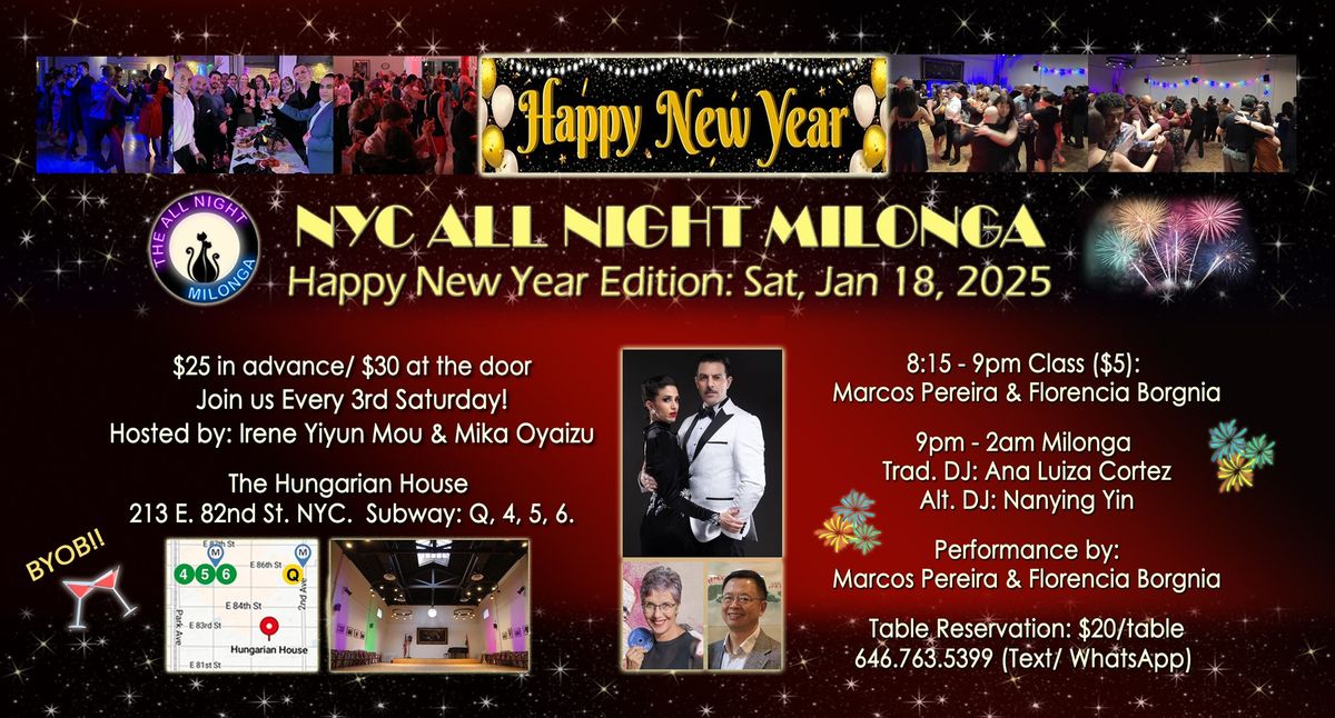 Jan 18 All Night Milonga @ Hungarian House - Happy New Year Edition!!