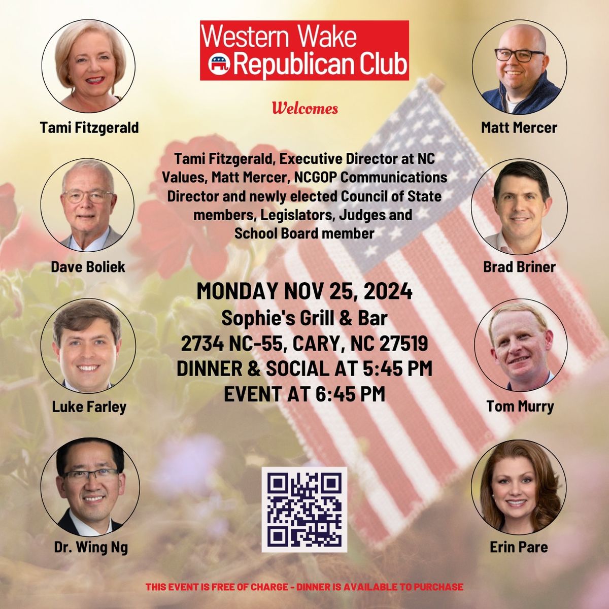 Western Wake Republican Club November Monthly Meeting (RSVP\/ticket required at link below)