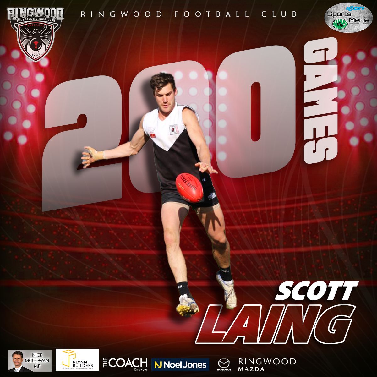 Scott Laing's 200th Senior Ringwood Game and Life Membership