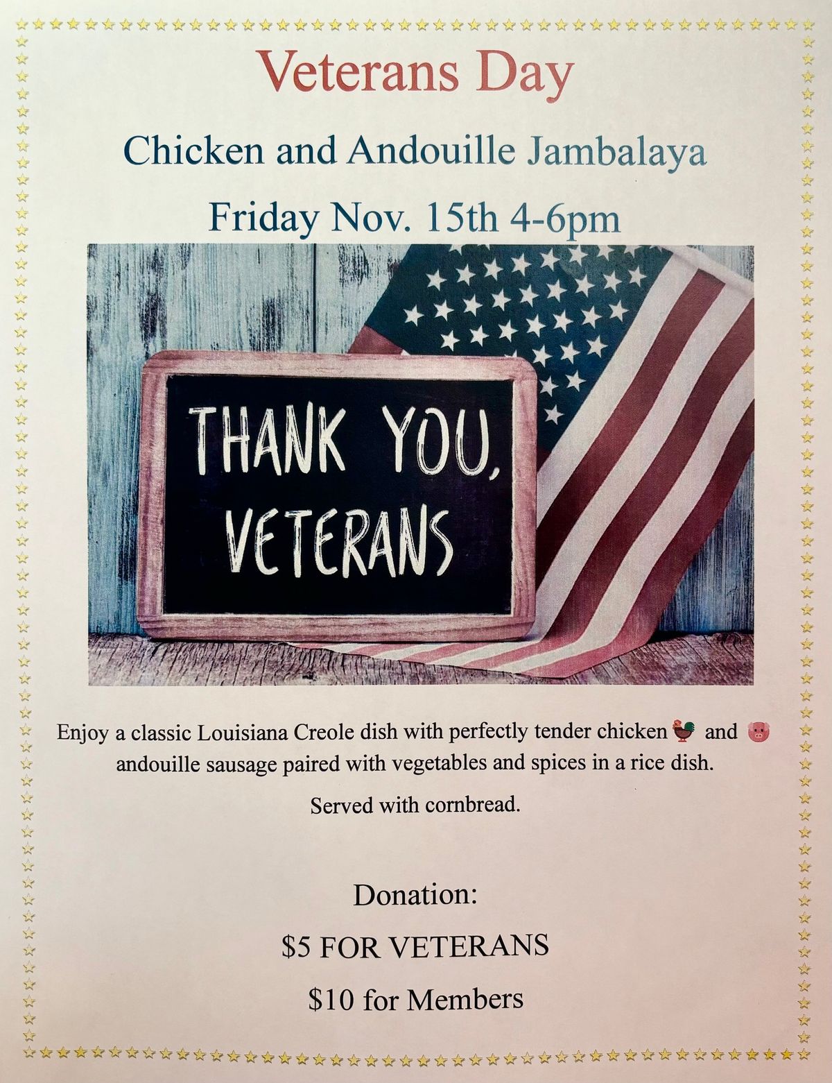 Veterans Day Chicken and Andouille Jambalaya 