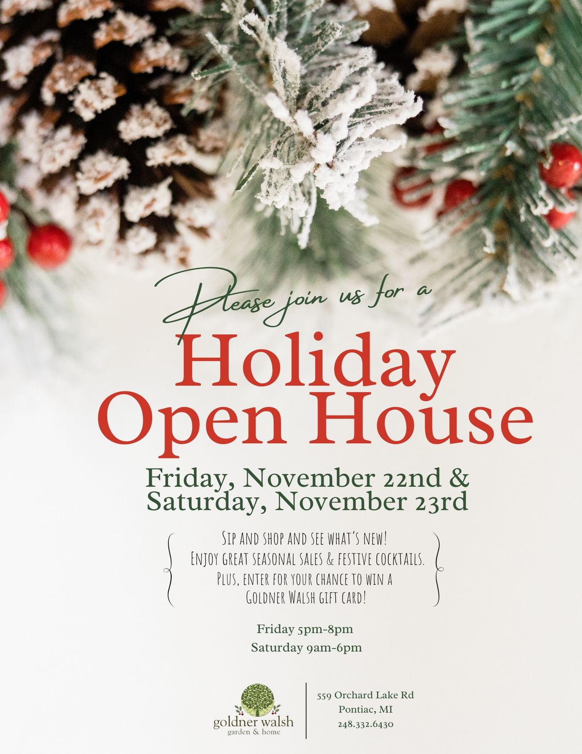 Holiday OPEN House @ Goldner Walsh Flowershop