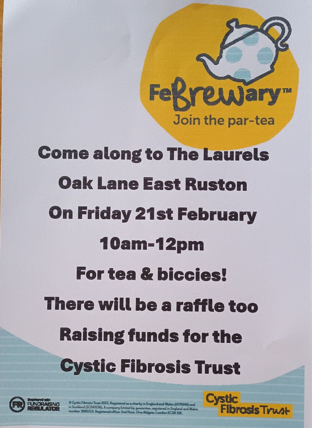 Febrewary Tea & Biccies for the Cystic Fibrosis Trust 