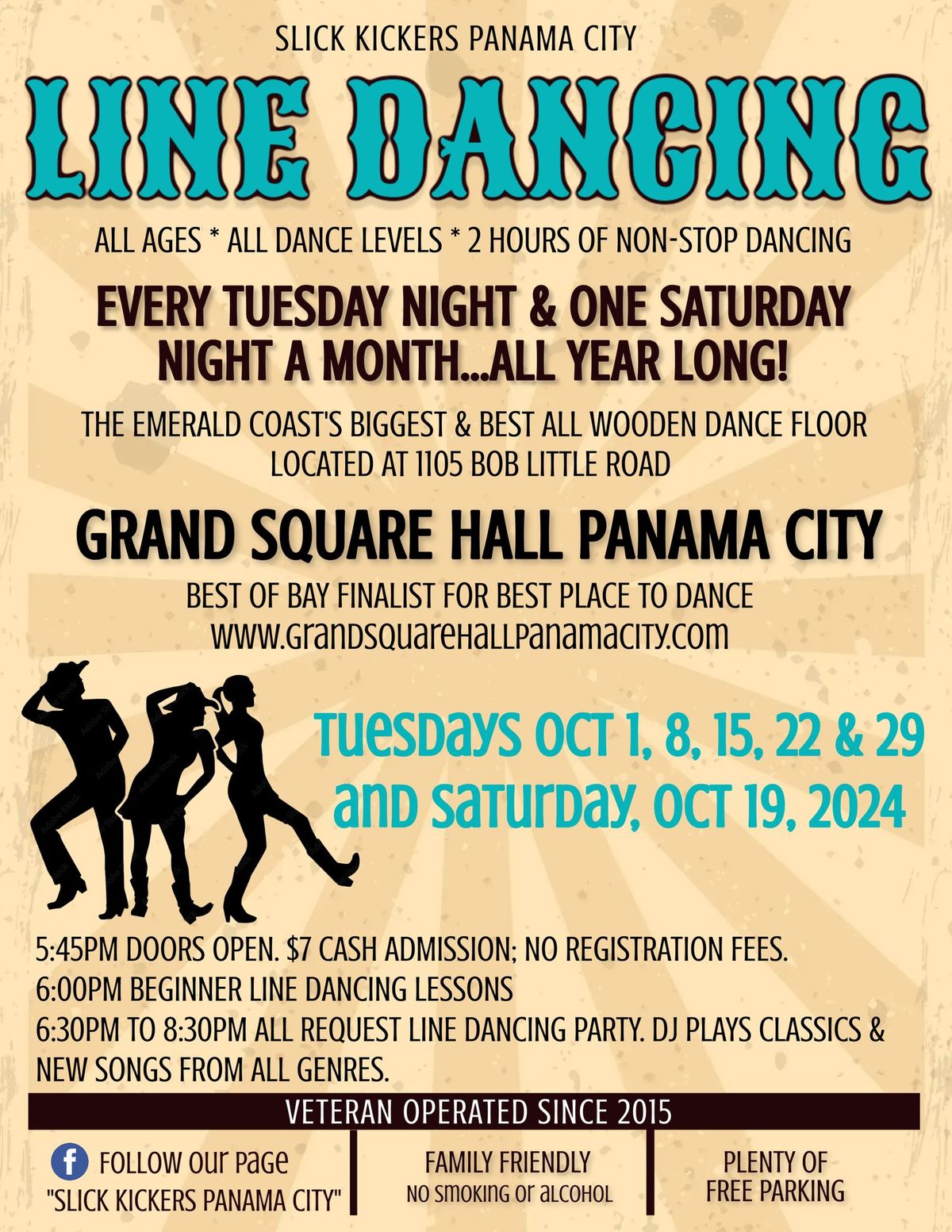 Line Dancing on Emerald Coast's Biggest & Best All Wooden Dance Floor