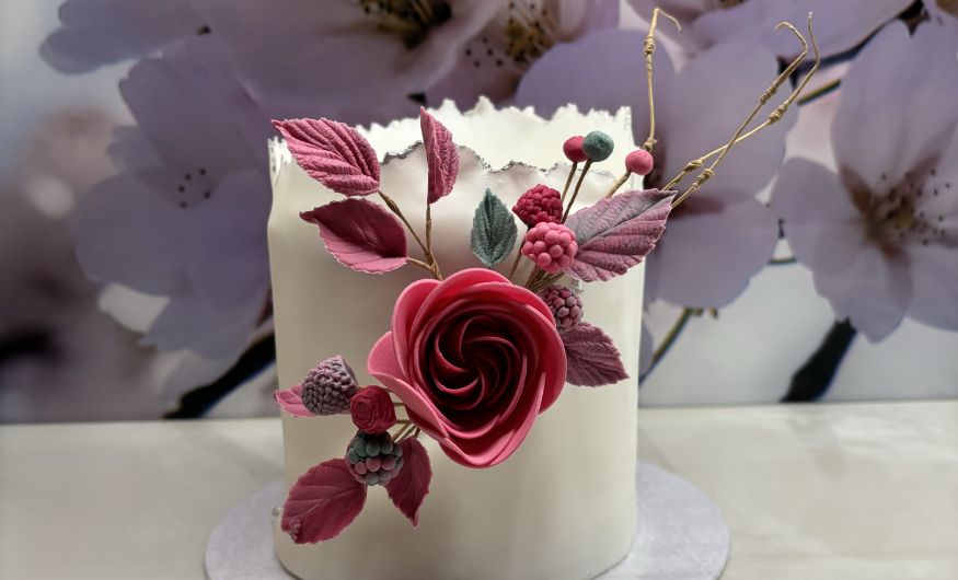 Wrap Cake with whimsical Floral Spray