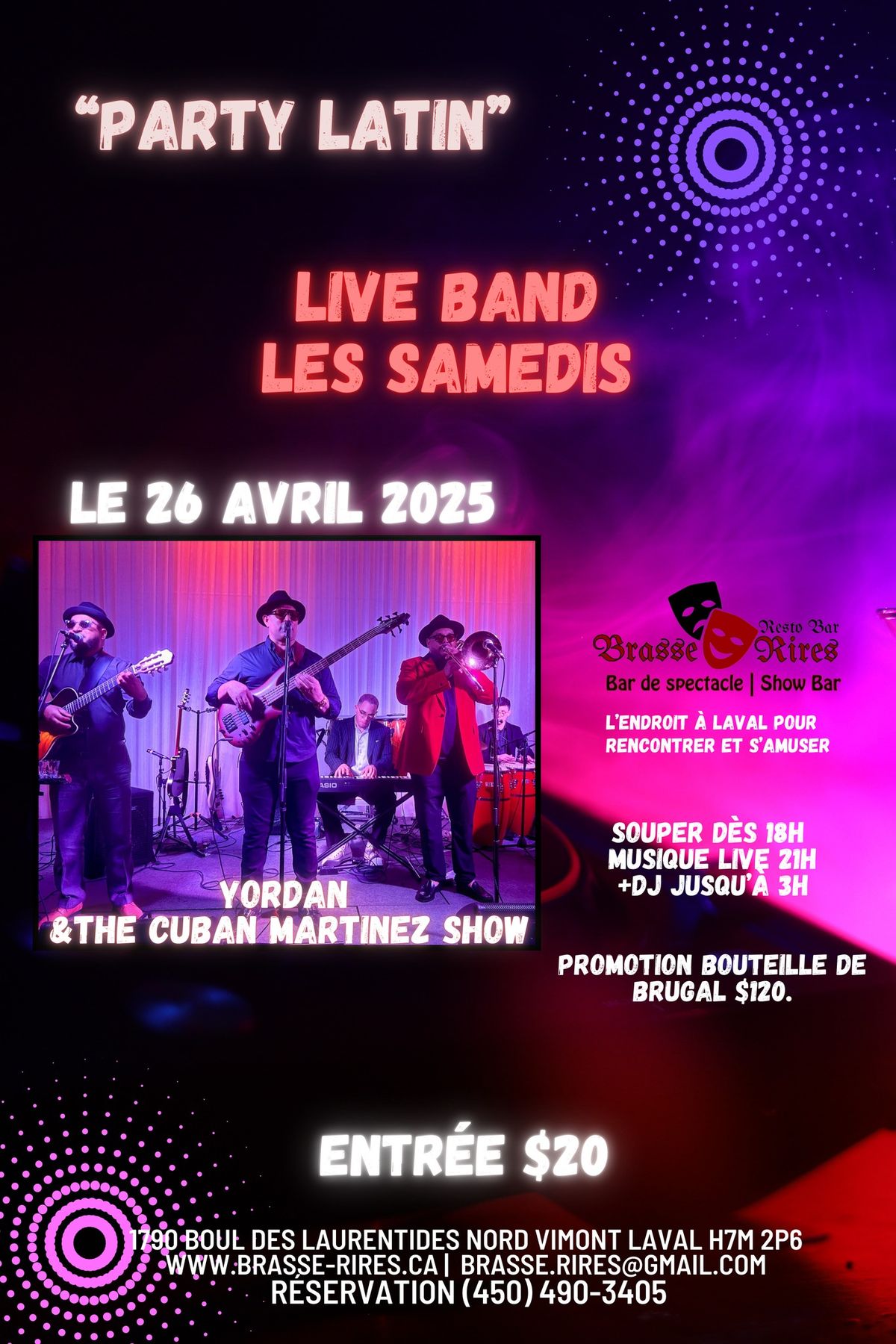 PARTY LATIN \u2022 LIVE BANDS \u2022 LES SAMEDIS  AVEC YORDAN & THE CUBAN MARTINEZ SHOW