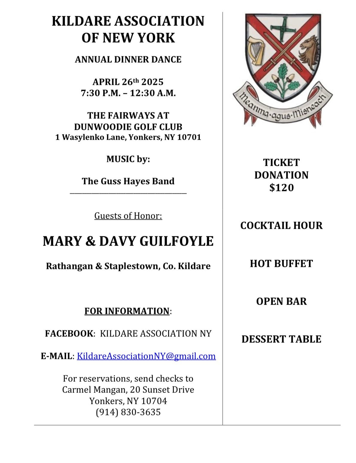 County Kildare Association of New York Annual Dinner Dance 2025