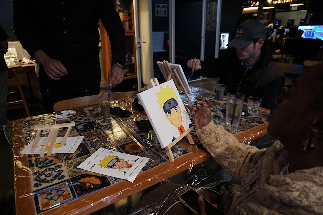 Kage Kickback Anime Paint & Sip, Music, Games Y2K Friendsgathering