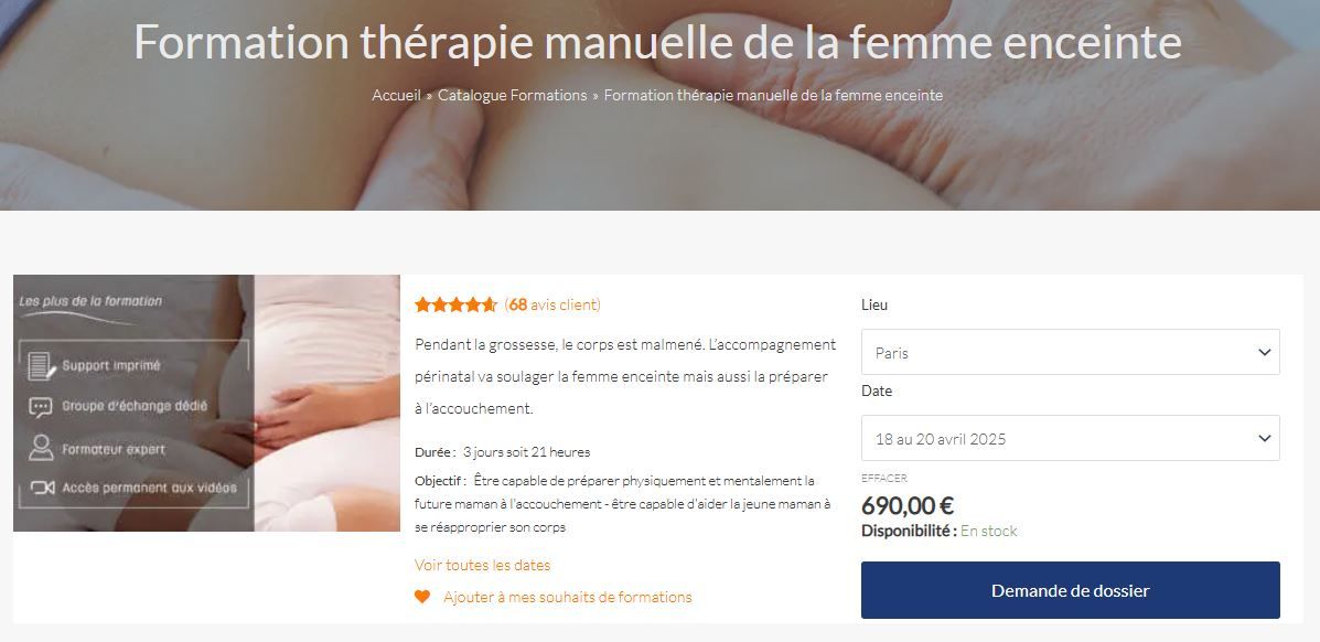 Formation th\u00e9rapie manuelle de la femme enceinte