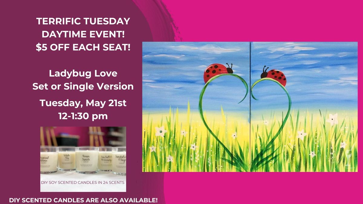 TERRIFIC TUESDAY DAYTIME EVENT-Ladybug Love Set or Single-DIY Scented Candles are also available!