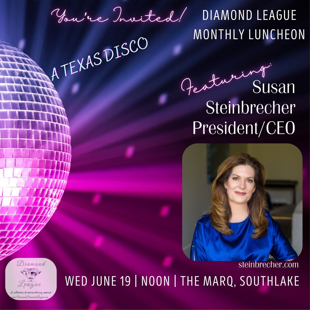 June Diamond League luncheon featuring Susan Steinbrecher!