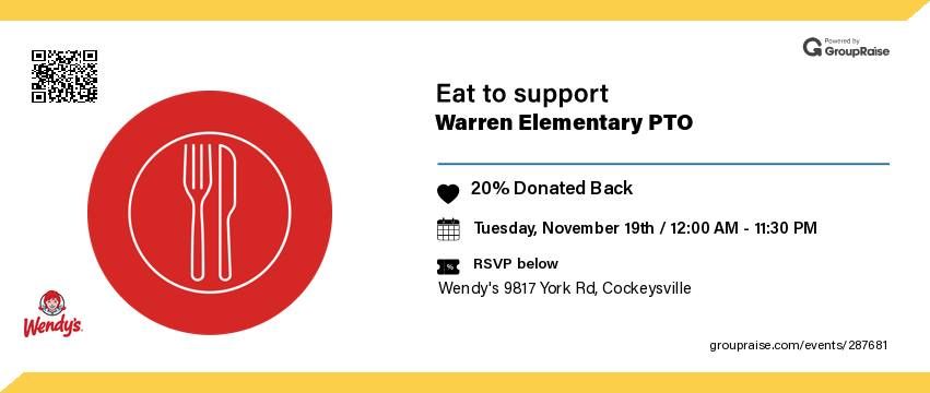 Warren Elementary PTO x Wendy's GroupRaise Fundraiser