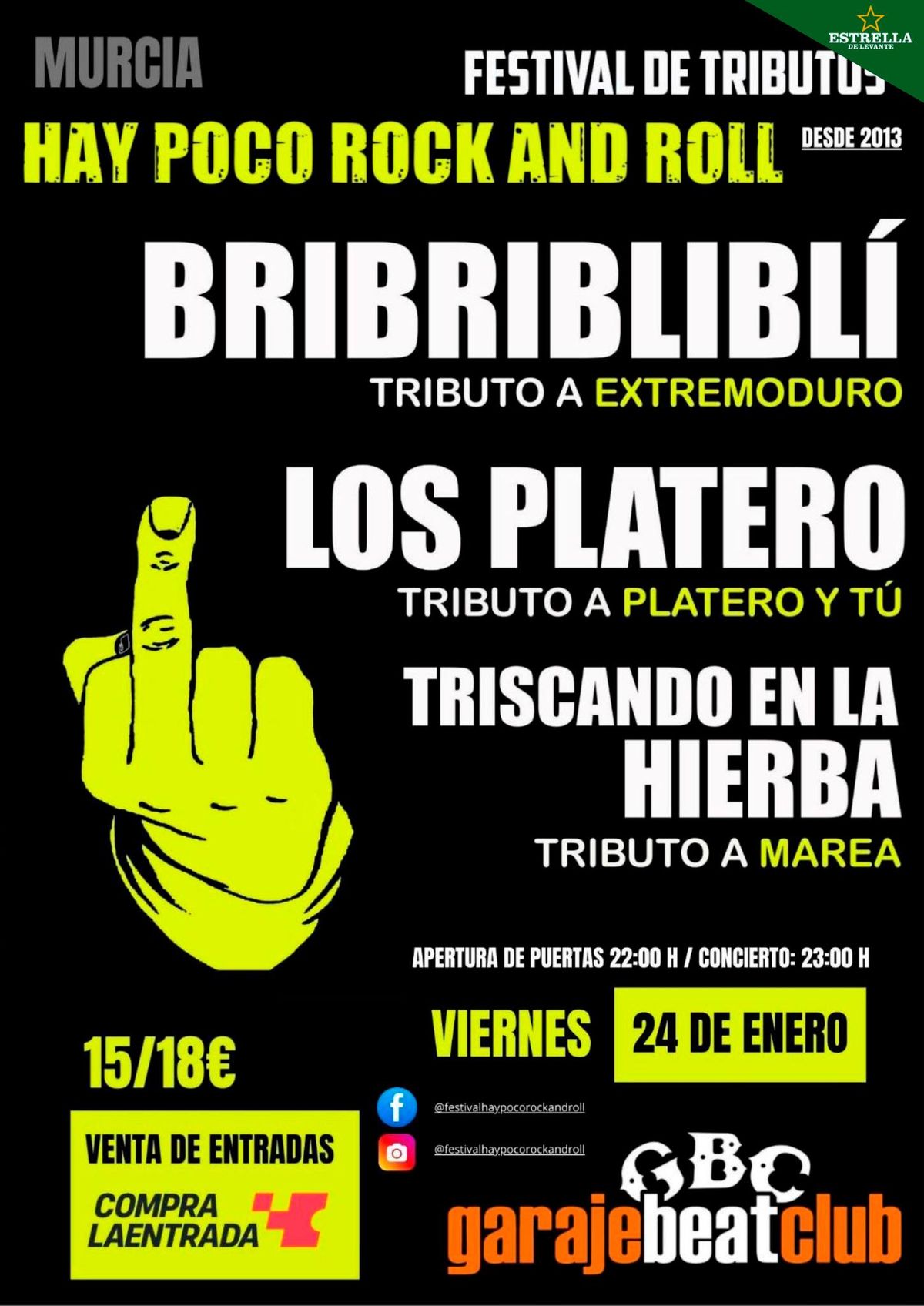 Festival de Tributos HAY POCO ROCK AND ROLL: EXTREMODURO + PLATERO Y T\u00da + MAREA en Garaje Beat Club